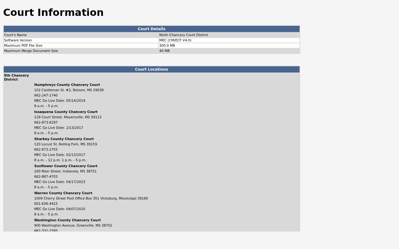 Issaquena County civil docket Chancery Court information and MEC access details