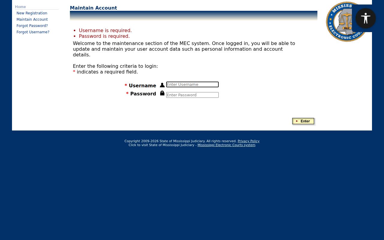 Issaquena County court calendar PAMEC public docket account access page